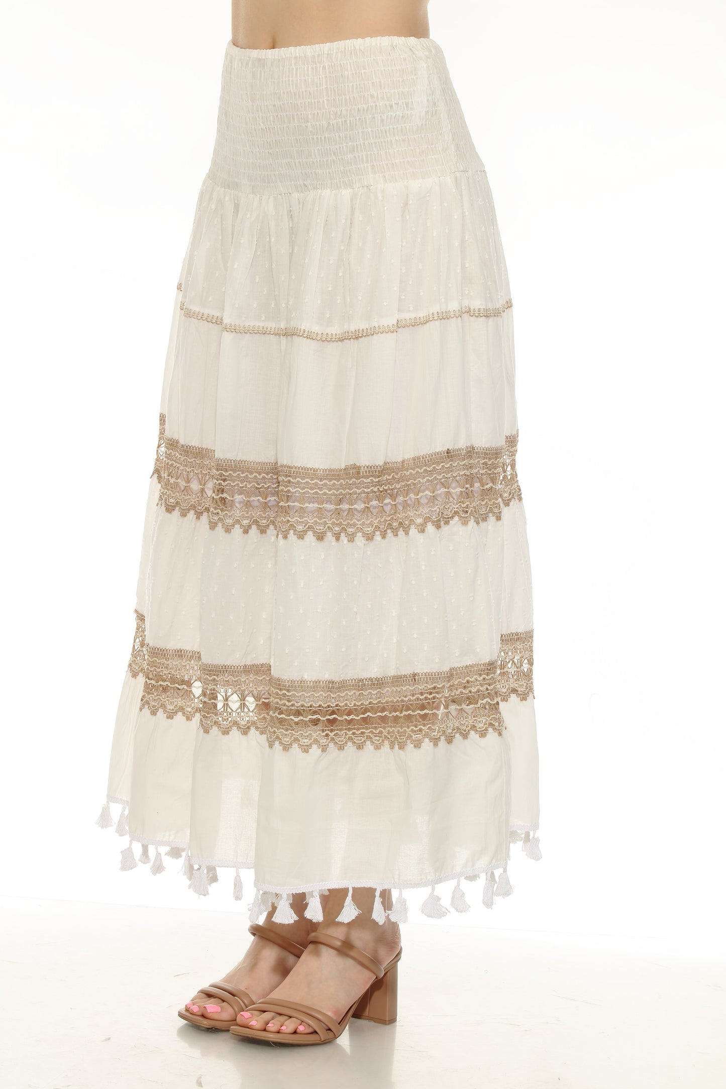 Women's 100% Cotton White and Gold Skirt & Dress Multi-Use