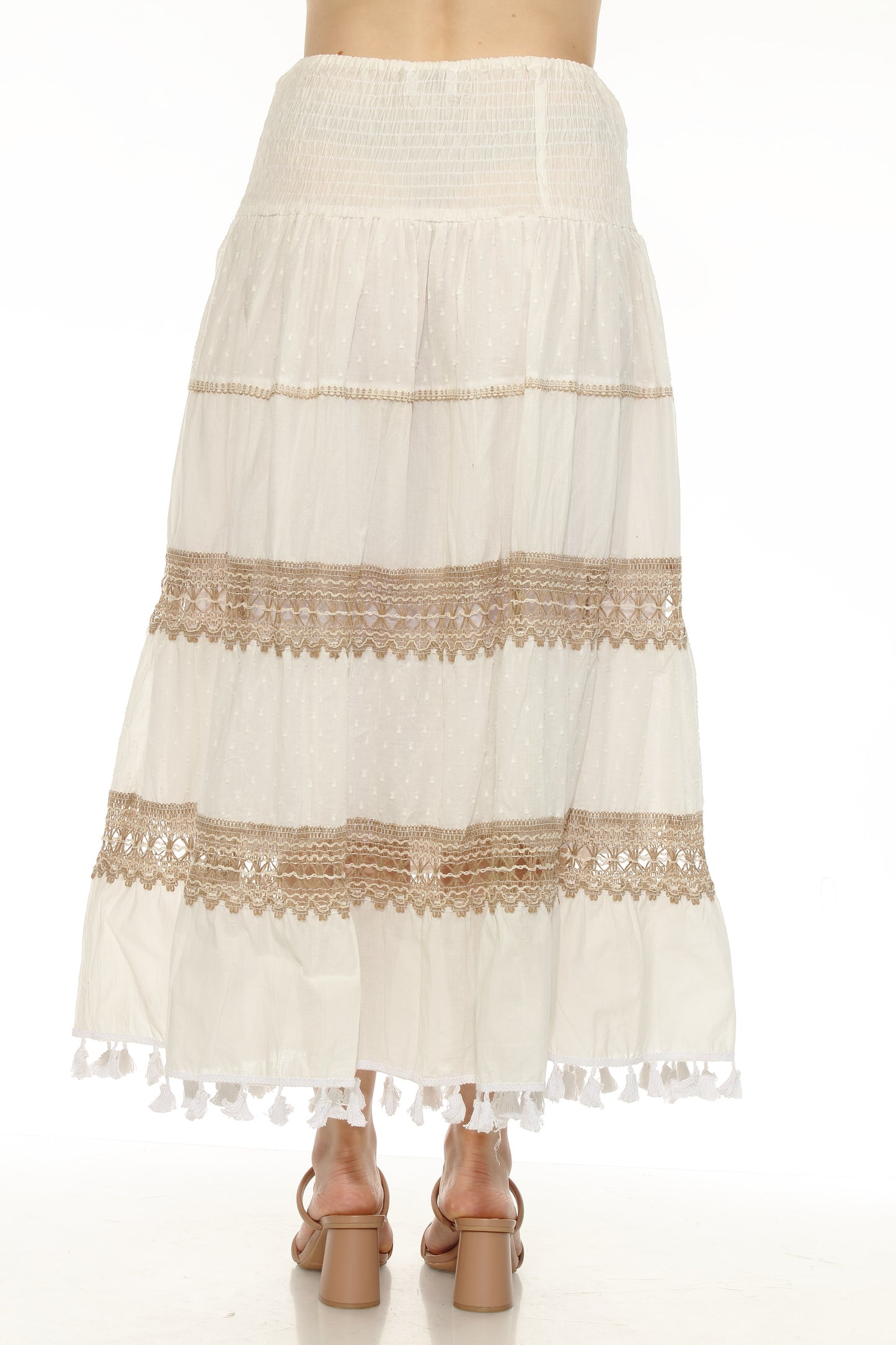 Women's 100% Cotton White and Gold Skirt & Dress Multi-Use