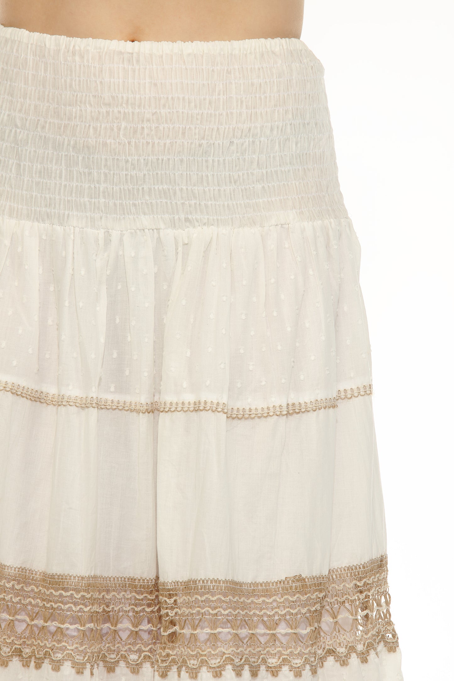 Women's 100% Cotton White and Gold Skirt & Dress Multi-Use