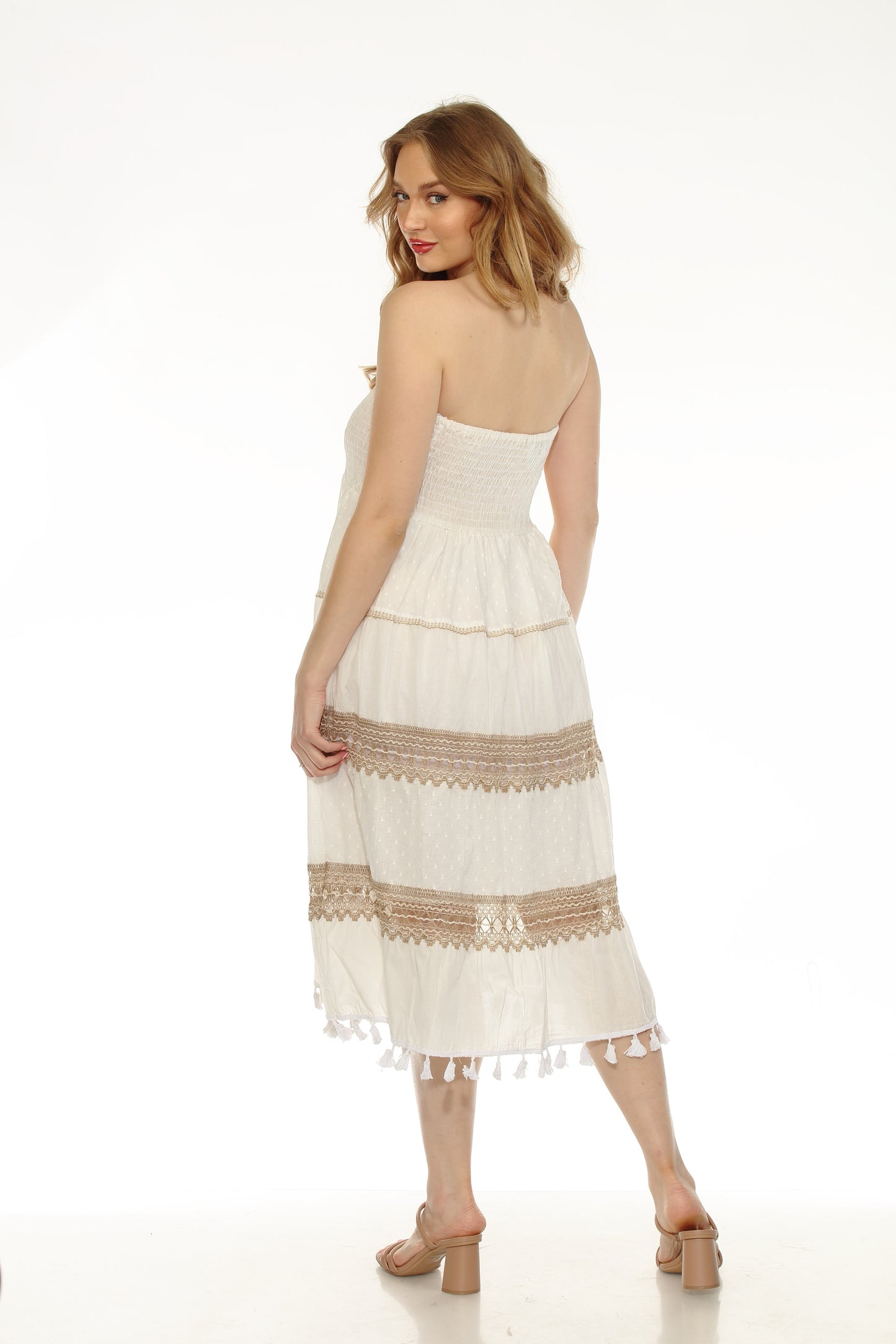 Women's 100% Cotton White and Gold Skirt & Dress Multi-Use