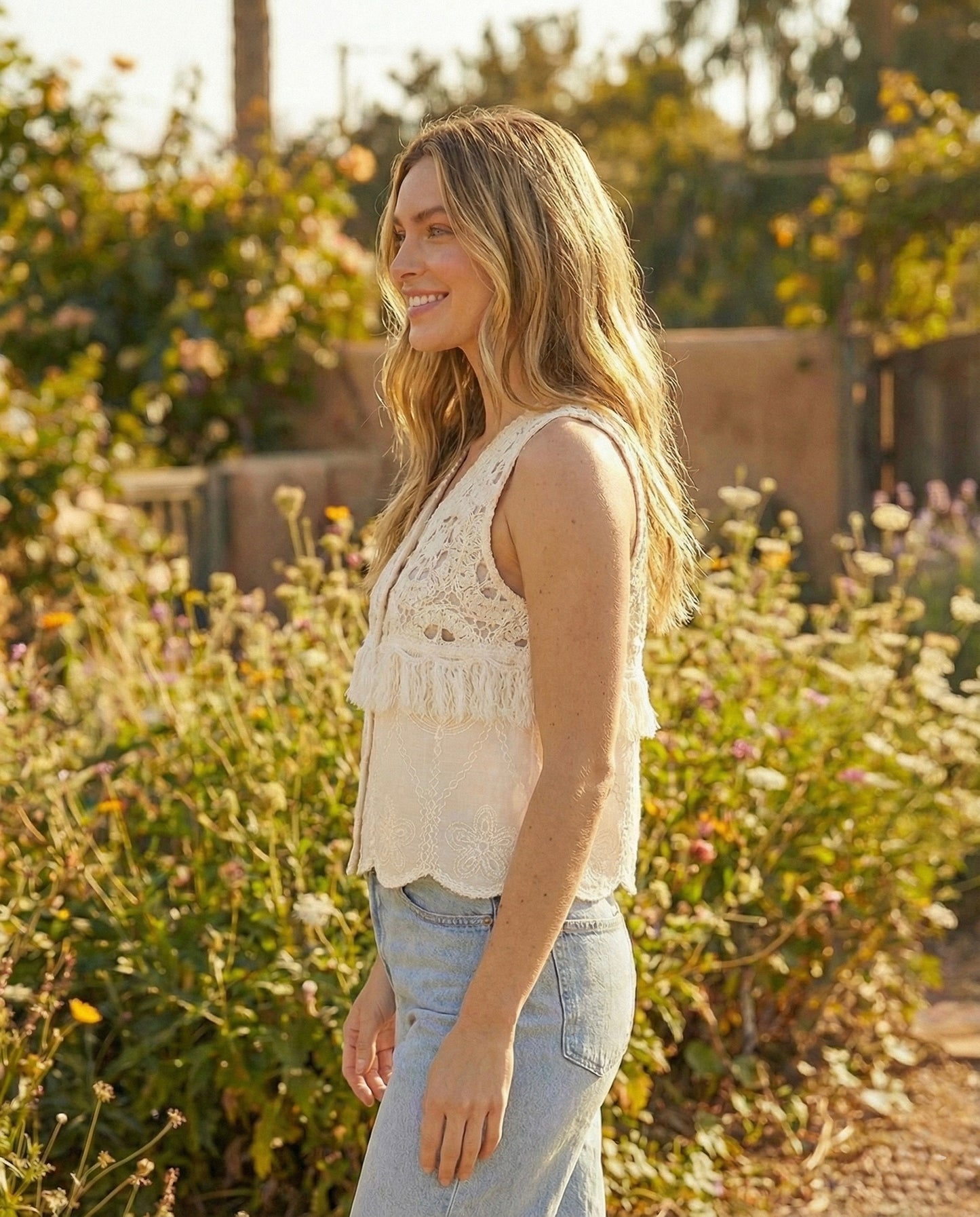 Boho Cotton Lace Fringe Vest V101