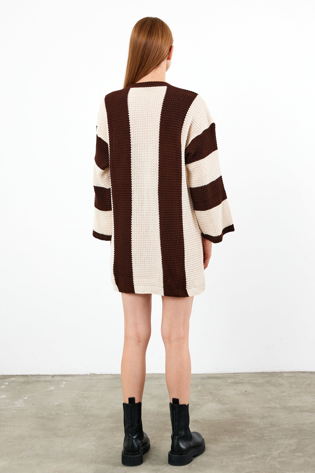 Knit Striped Mini Dress Knit Tunic Wide Striped- SKU: 3880