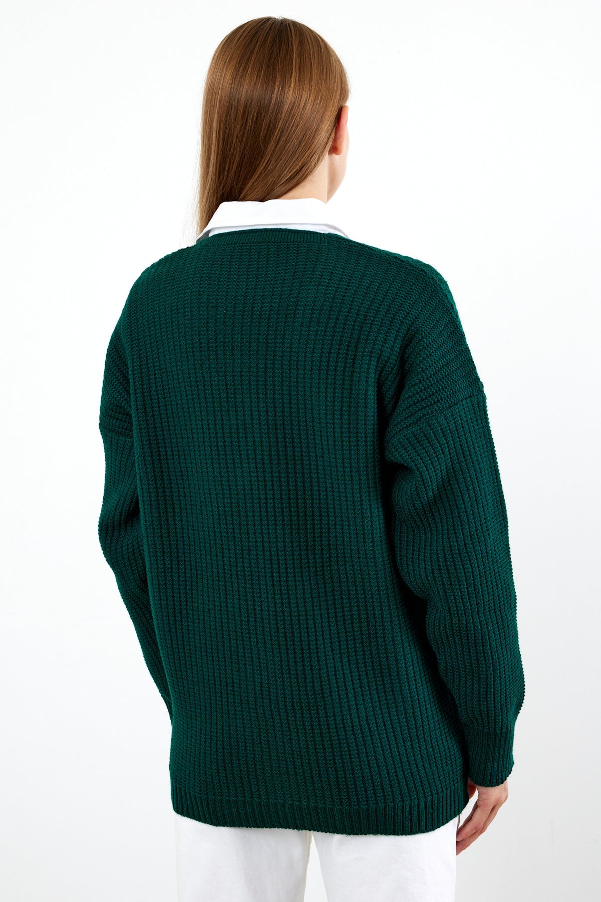 Middle Length Knit Cardigan Flower Embroidery Detailed - SKU: 3830