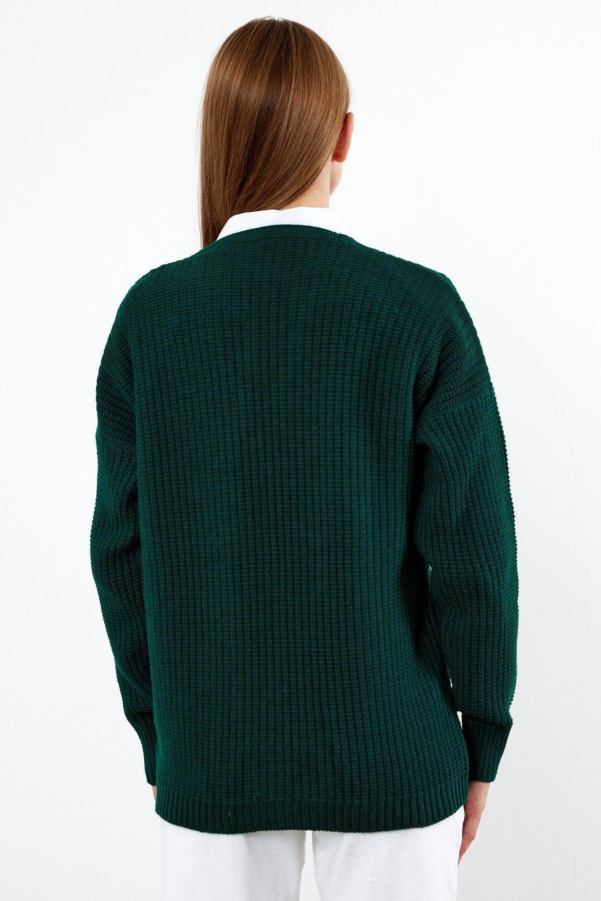 Flower Knitted Knit Cardigan Mid Length Knit Cardigan- SKU: 3810