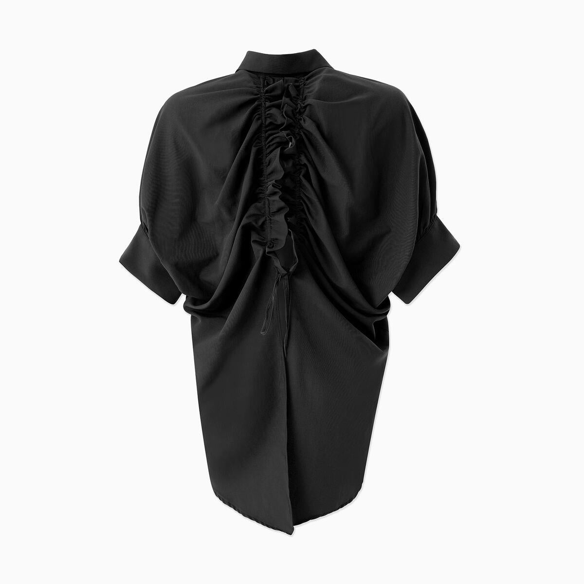 Cut Out Back Ruched Detail Poplin Shirt 31197