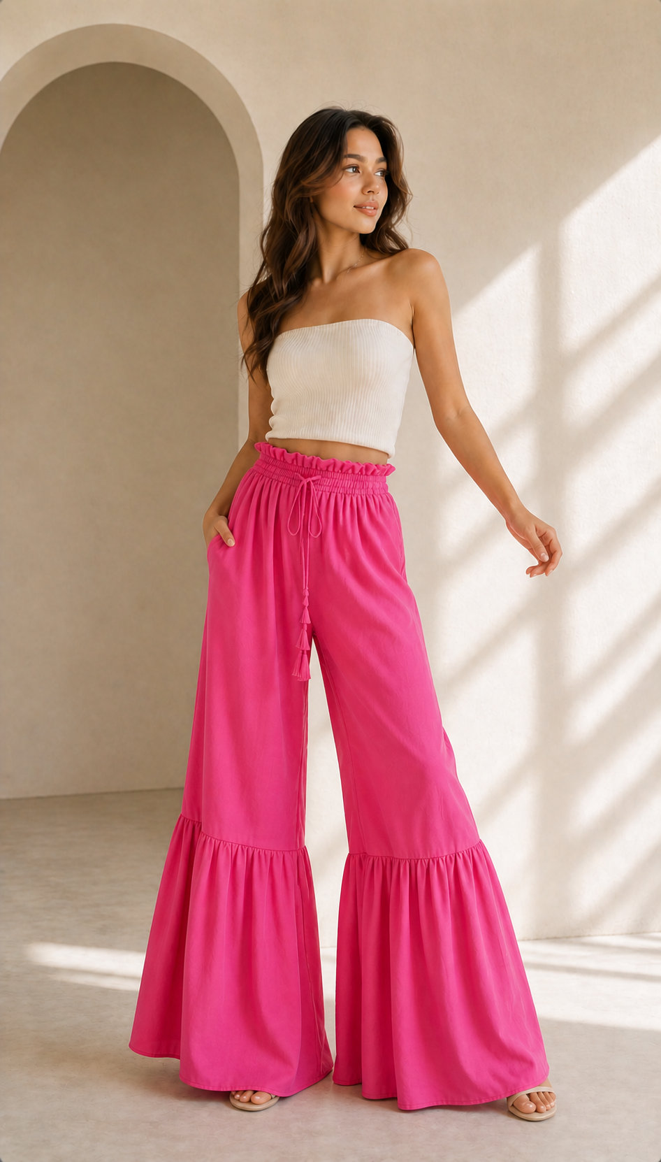 Ruffle Pant Wide Leg Summer Pant V1114