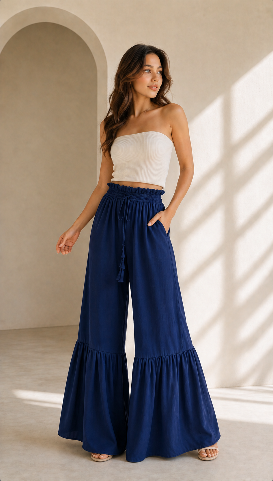 Ruffle Pant Wide Leg Summer Pant V1114