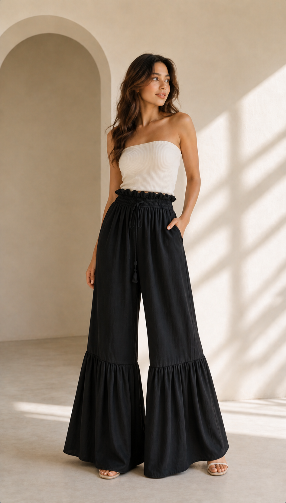 Ruffle Pant Wide Leg Summer Pant V1114