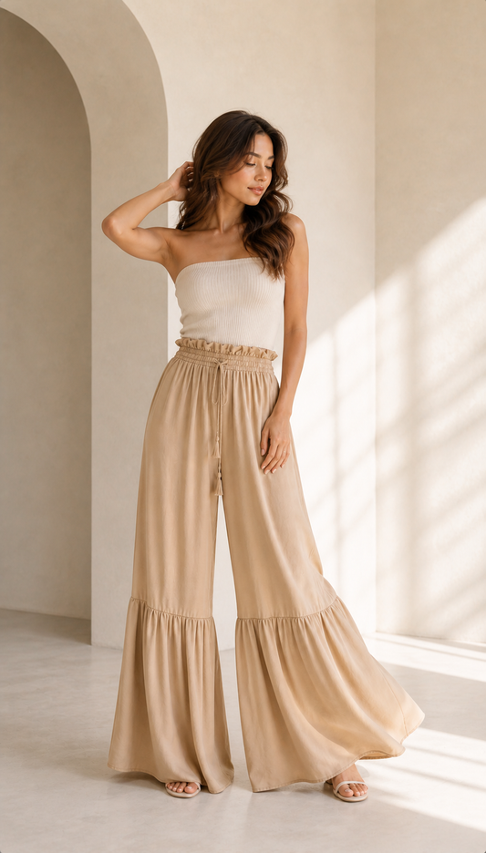 Ruffle Pant Wide Leg Summer Pant V1114