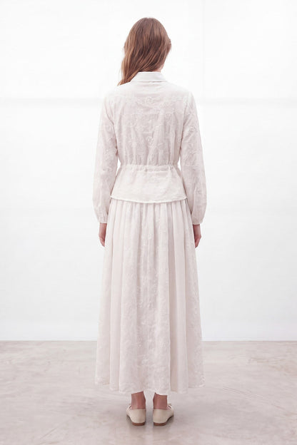 Women's Natural Texture Broderie Skirt Set - 14505TKS - Ecru