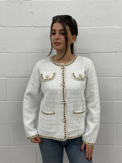 V1530 Pearl Knit Cardigan