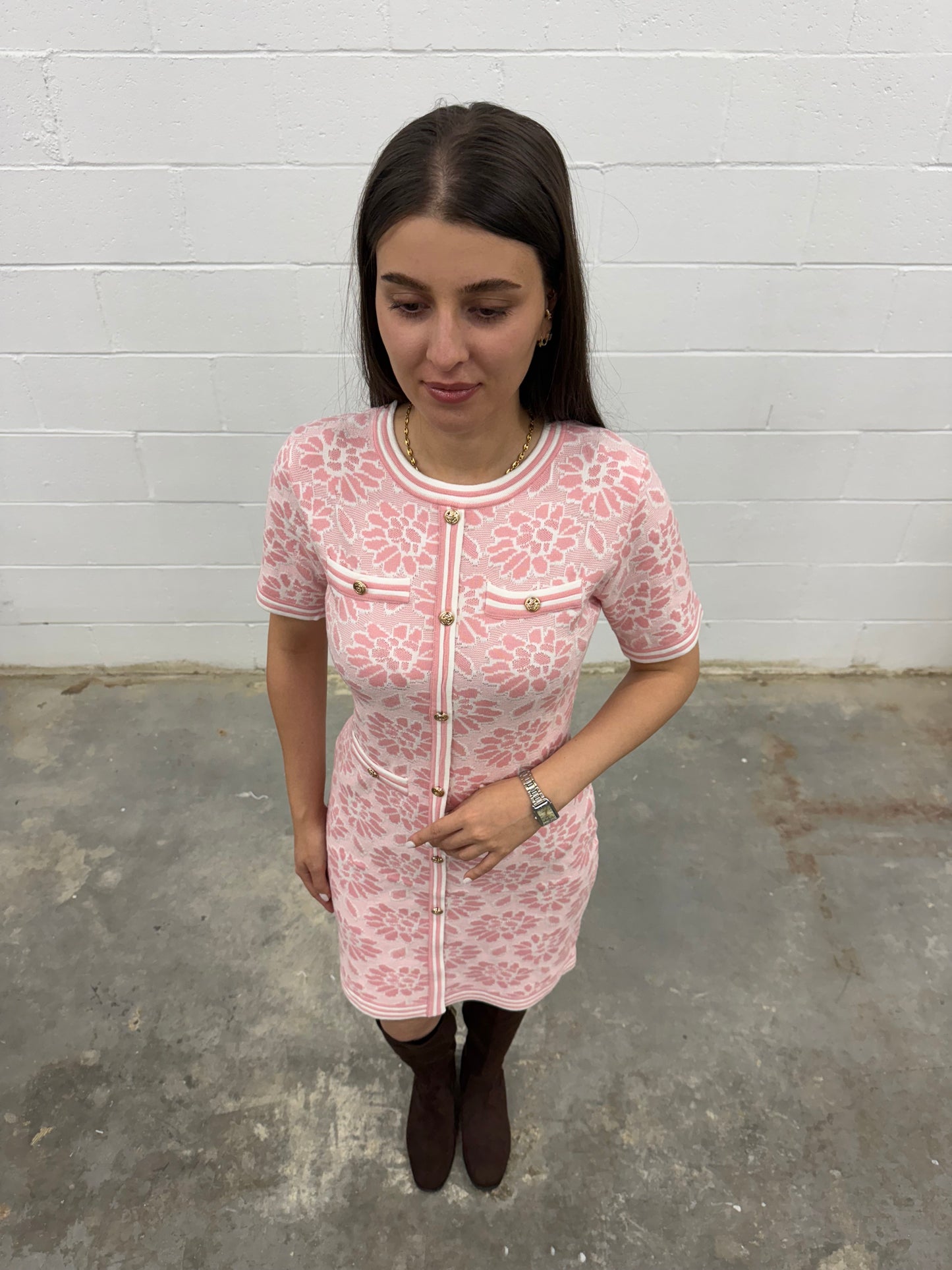 Knit Dress Short Sleeve V5855