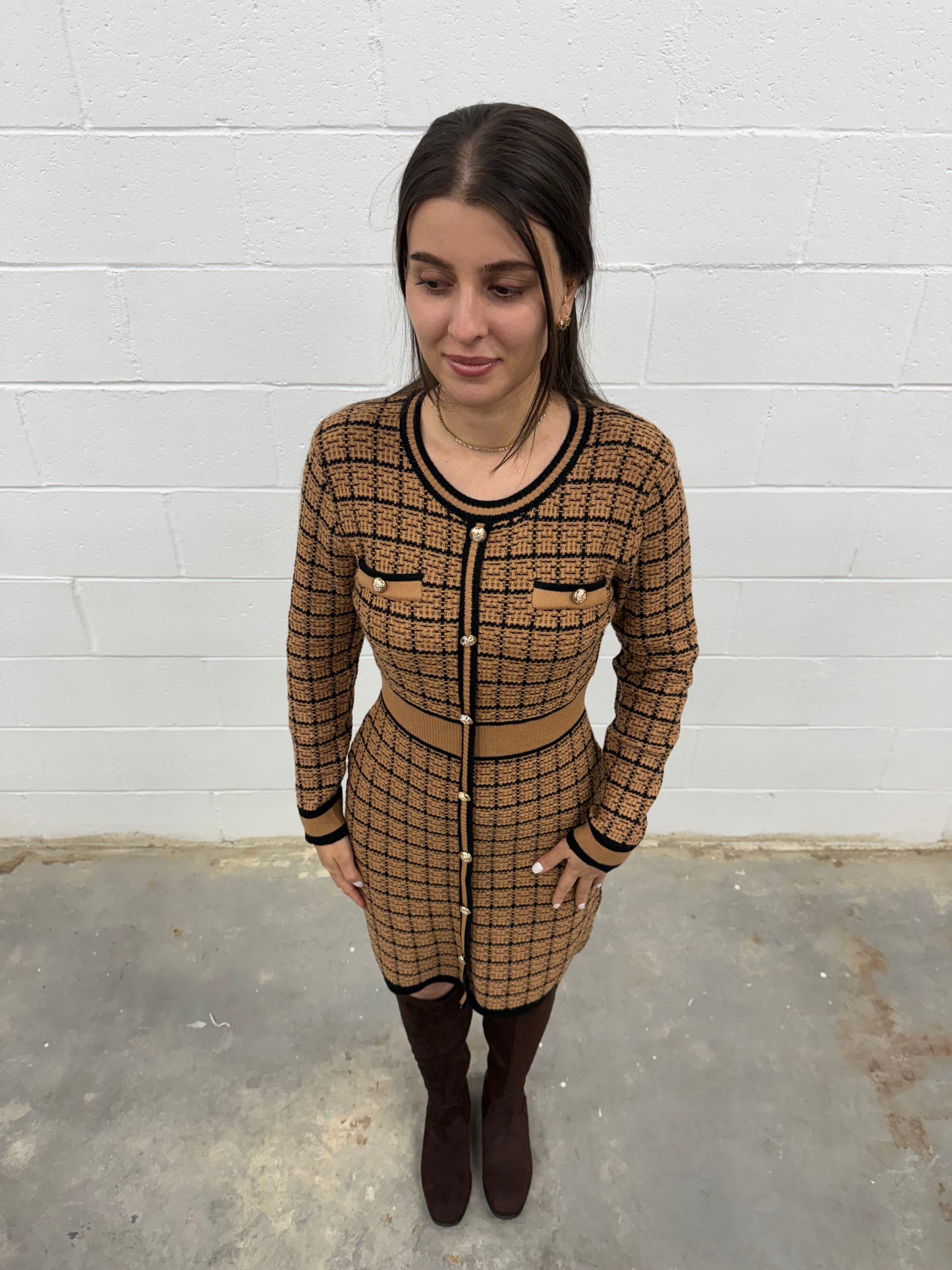 Knit Dress Long Sleeve V5859