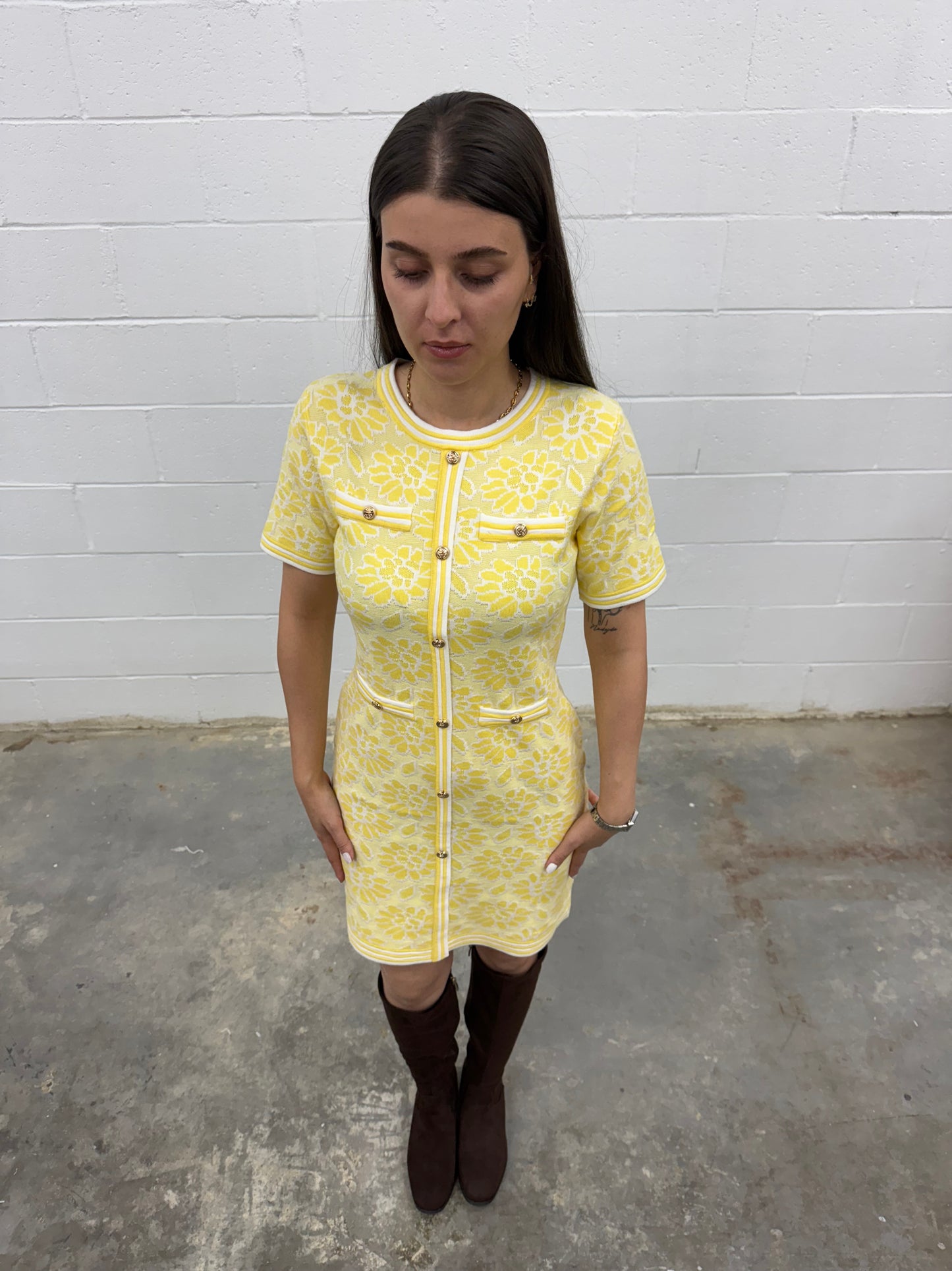 Knit Dress Short Sleeve V5855