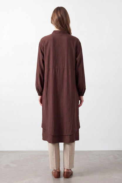 Women's Natural Texture Zippered Cape - Brown