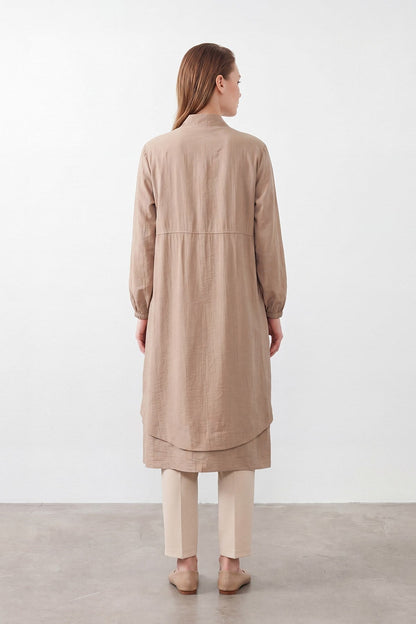 Women's Natural Texture Zippered Cape - Mink