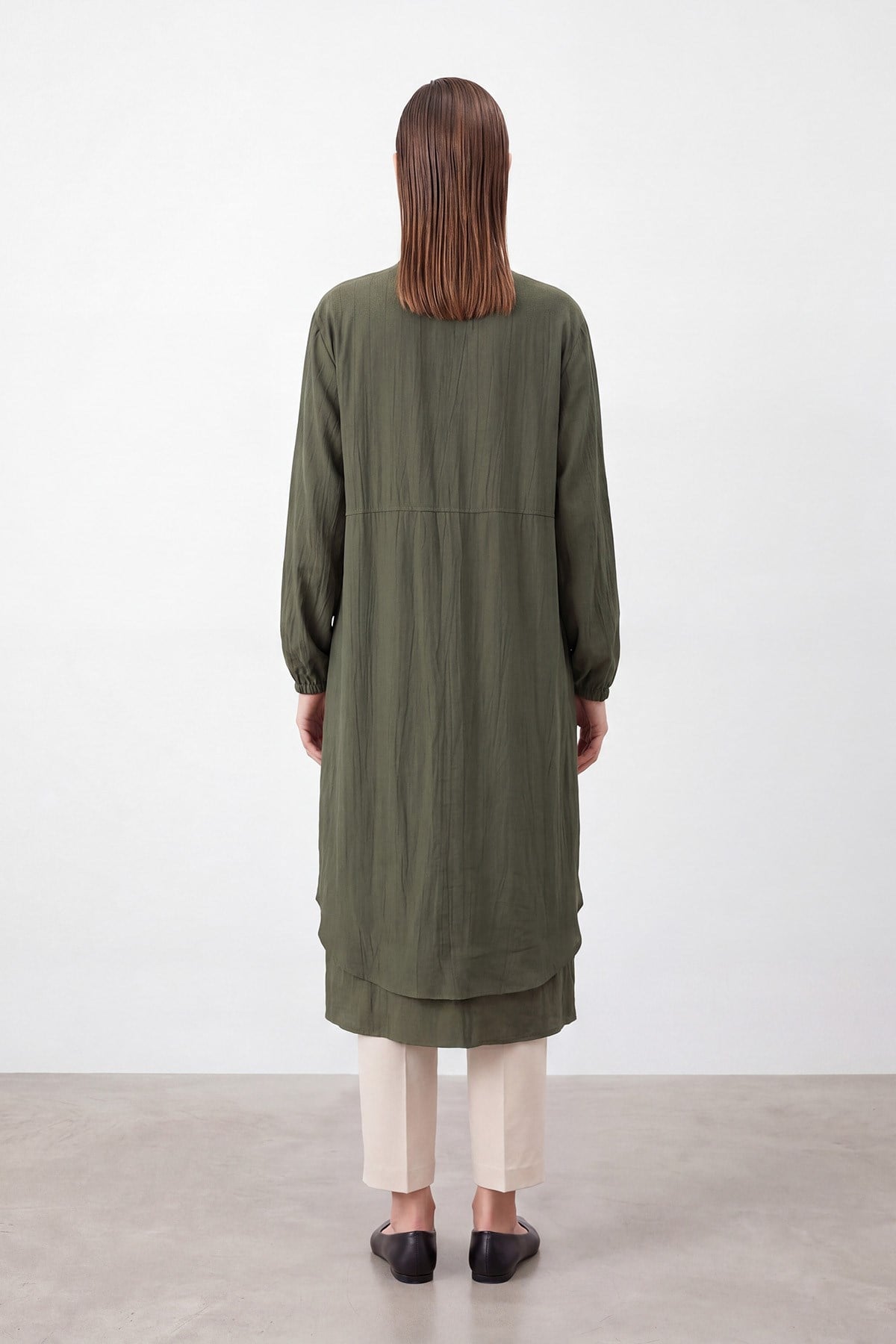 Women's Natural Texture Zippered Cape - Khaki