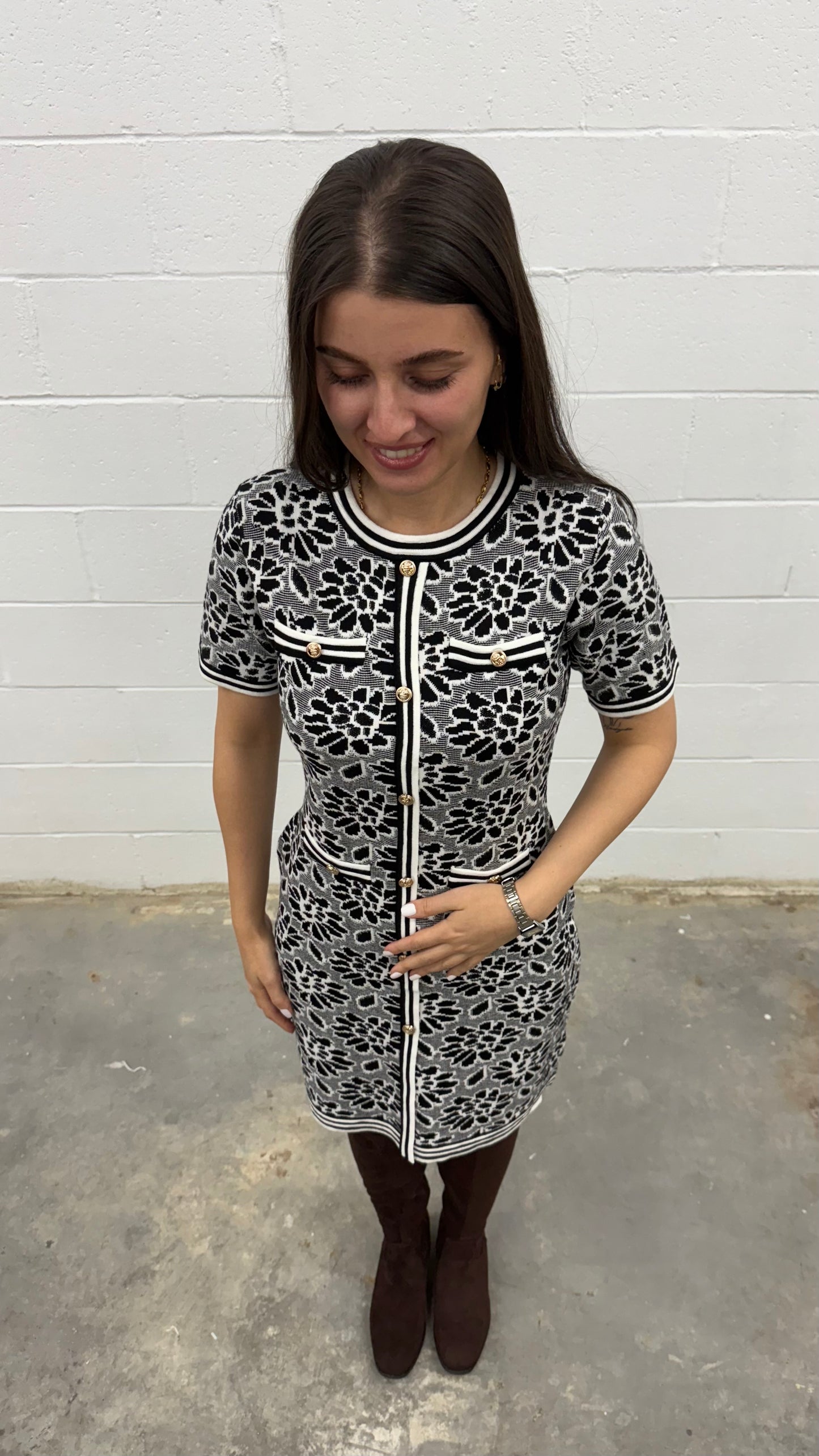 Knit Dress Short Sleeve V5855