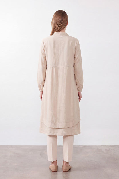 Women's Natural Texture Zippered Cape - Beige