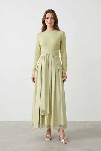 Women's Lace Detailed Maxi Modest Dress