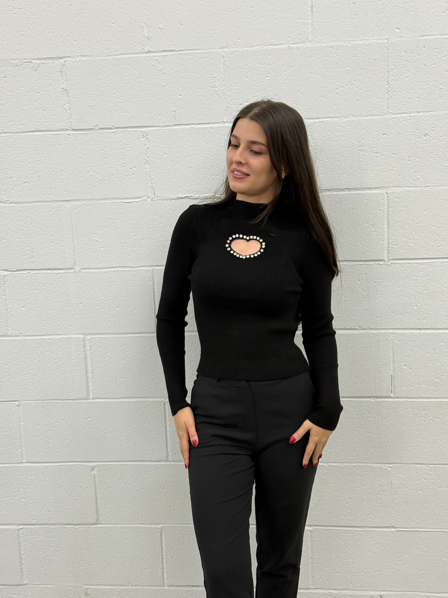 Knit Top Heart Detailed V4810