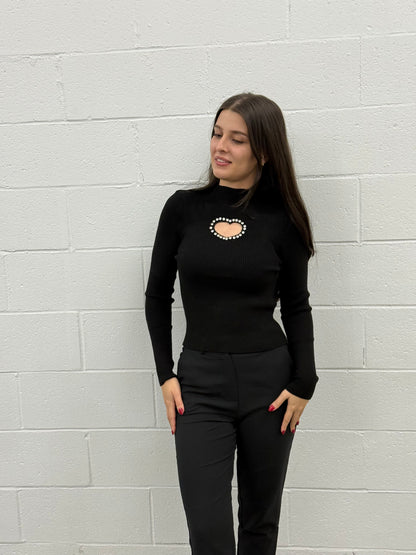 Knit Top Heart Detailed V4810