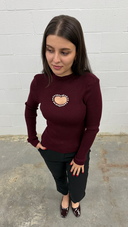 Knit Top Heart Detailed V4810