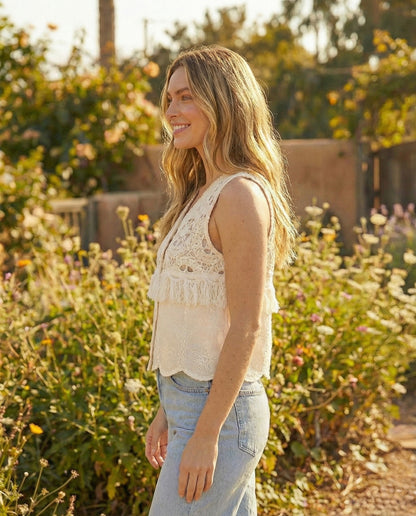 Boho Cotton Lace Fringe Vest V101