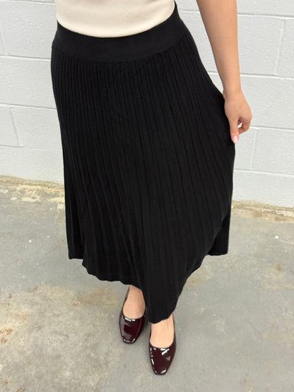 Women's Knit Midi Skirt Pleated Modest Skirt - One Size