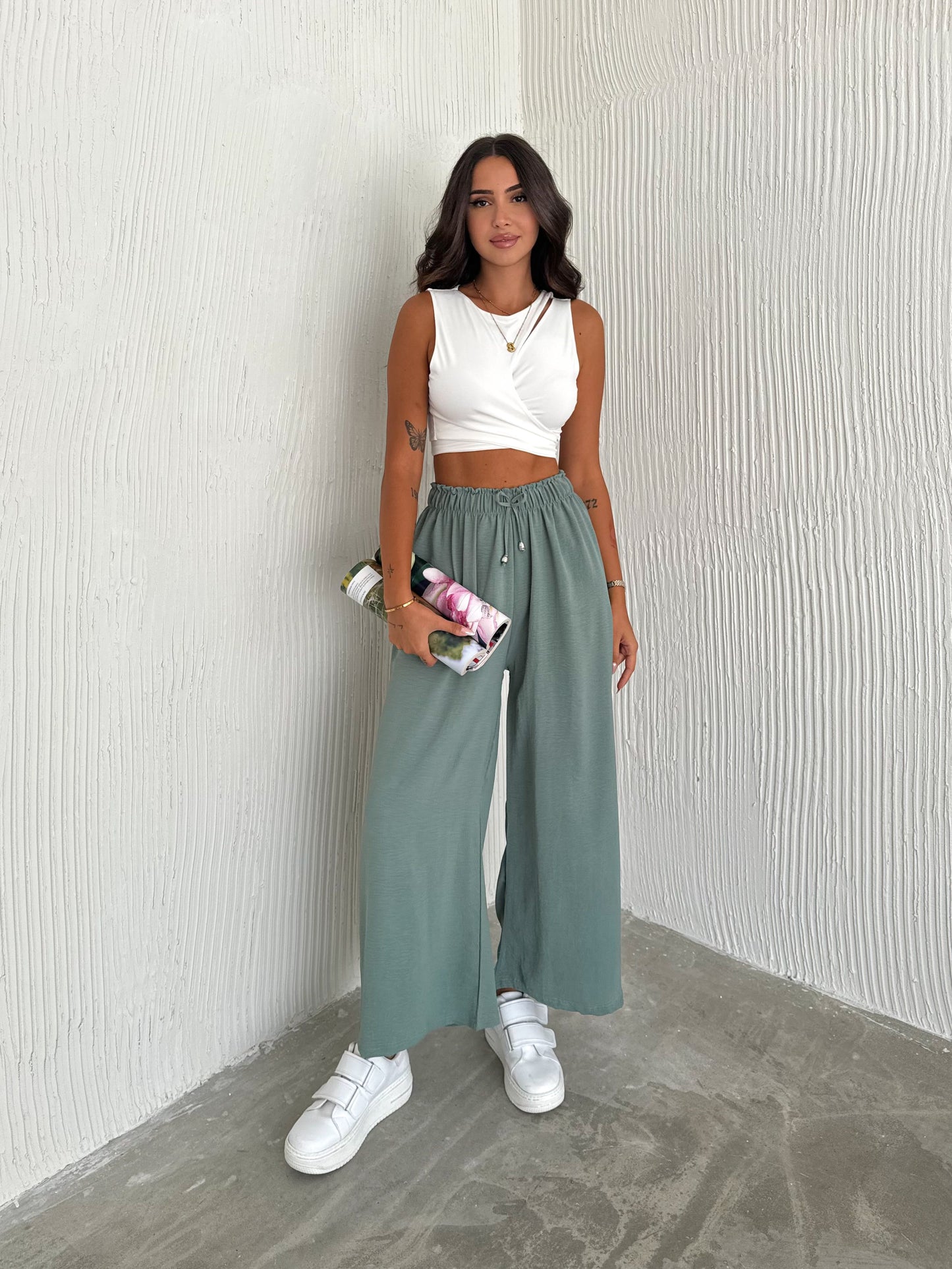 Solid Color Palazzo Pant Aerobin