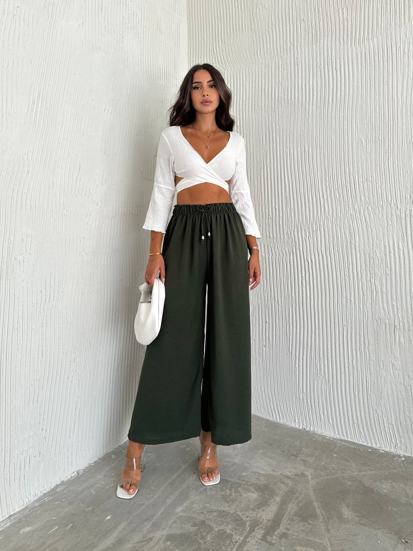 Solid Color Palazzo Pant Aerobin