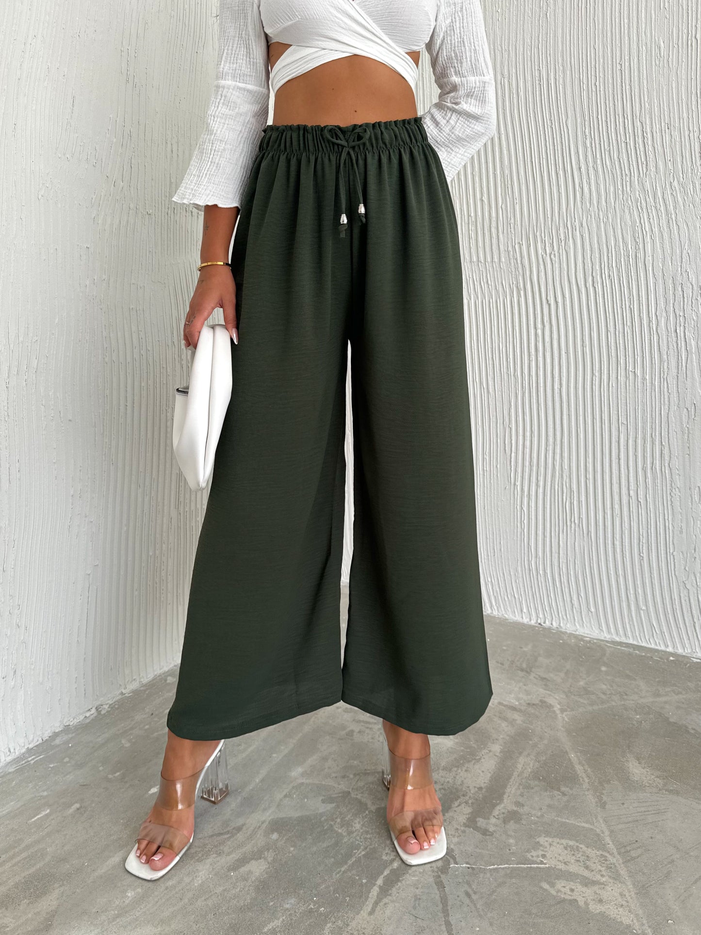 Solid Color Palazzo Pant Aerobin