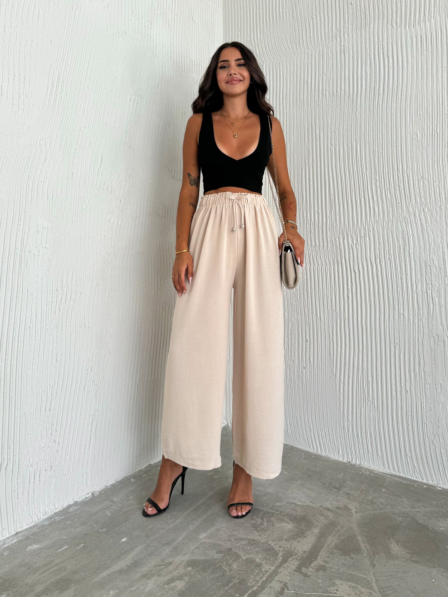 Solid Color Palazzo Pant Aerobin