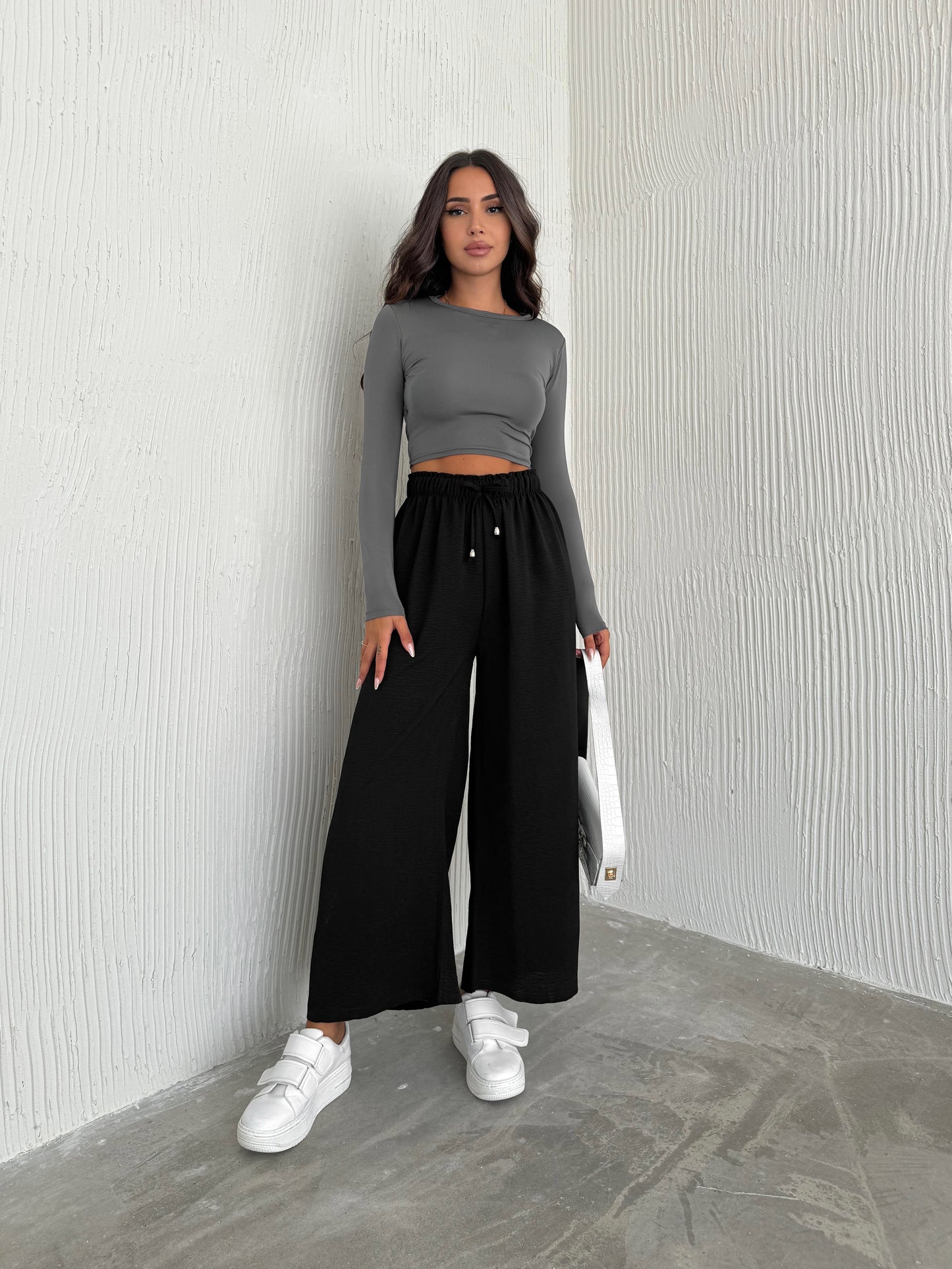 Solid Color Palazzo Pant Aerobin