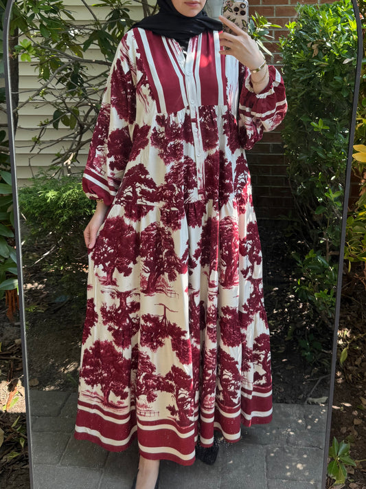 Pattern No:23 Burgundy Toile Elegance