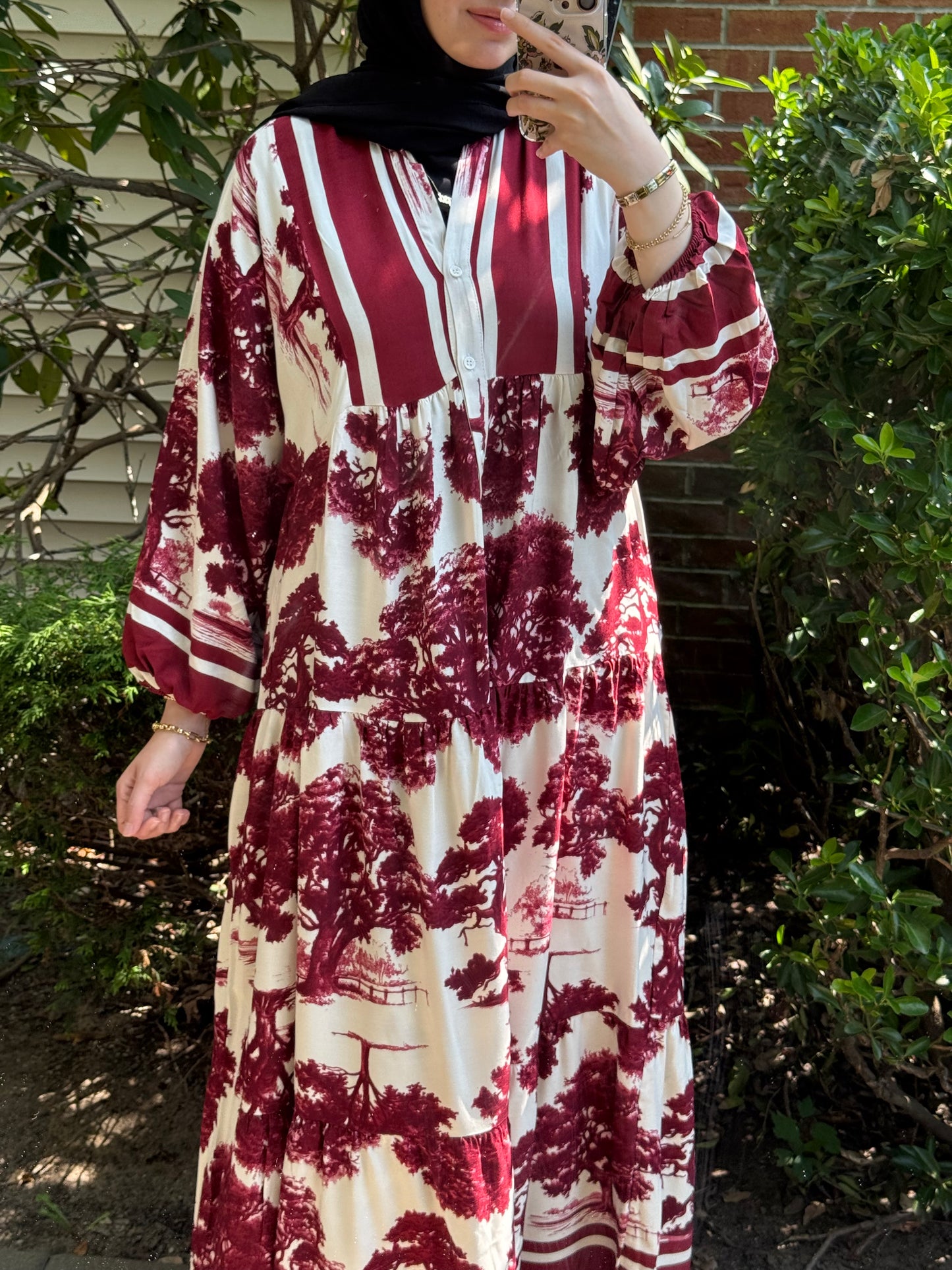 Pattern No:23 Burgundy Toile Elegance