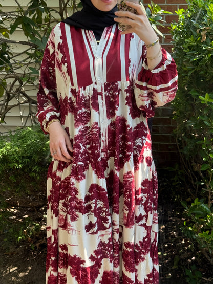 Pattern No:23 Burgundy Toile Elegance