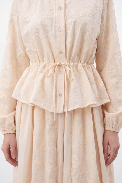 Women's Natural Texture Broderie Skirt Set - 14505TKS - Stone