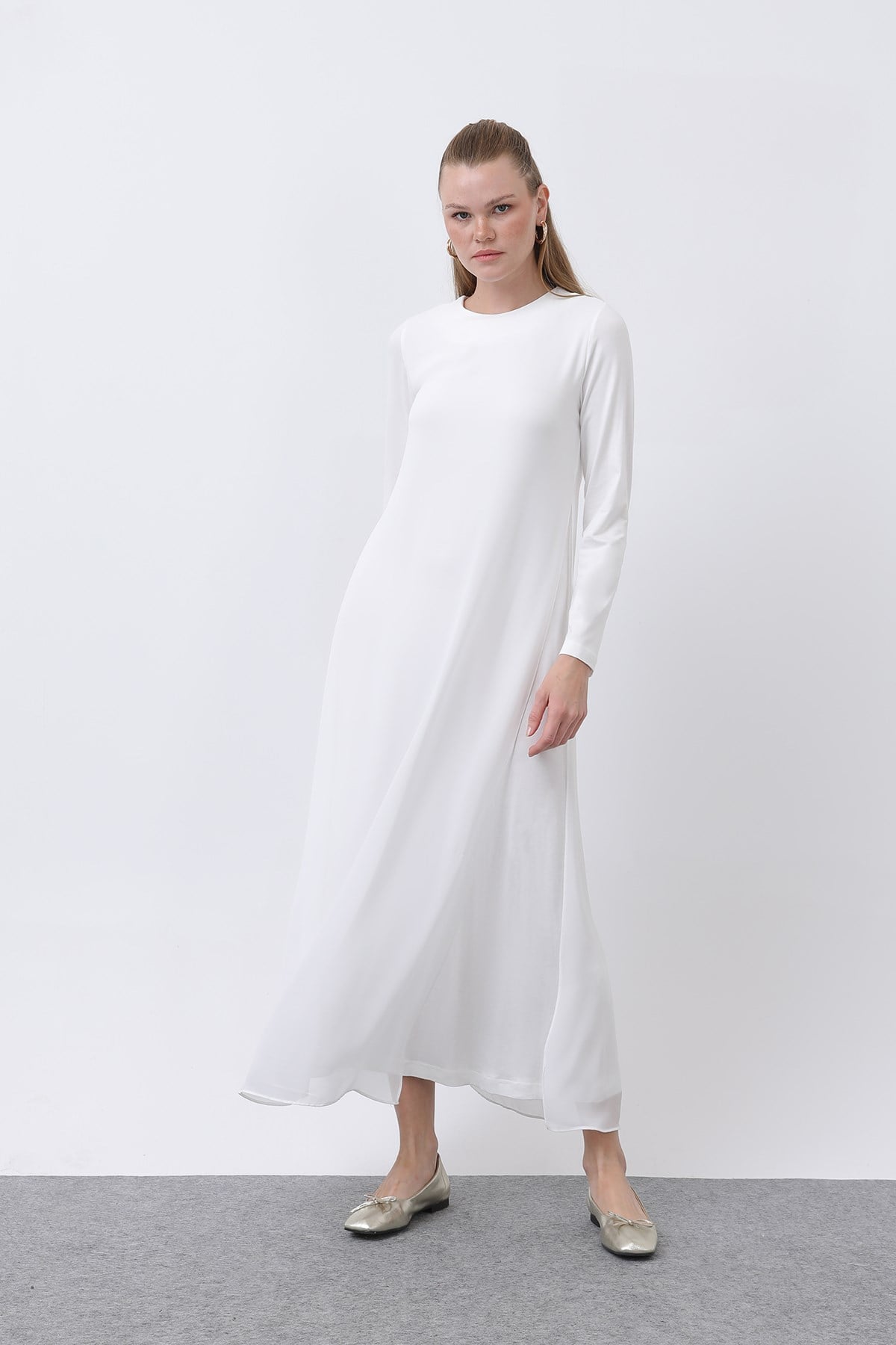 Women's Chiffon Detail Long Dress