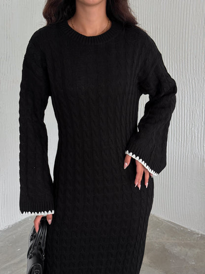 Maxi Cable-Knit Modest Dress