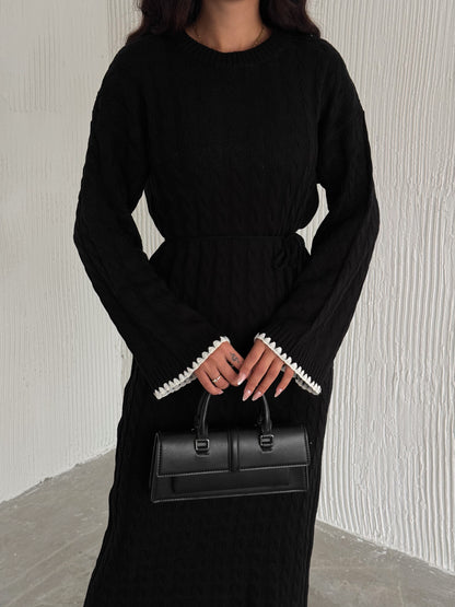 Maxi Cable-Knit Modest Dress