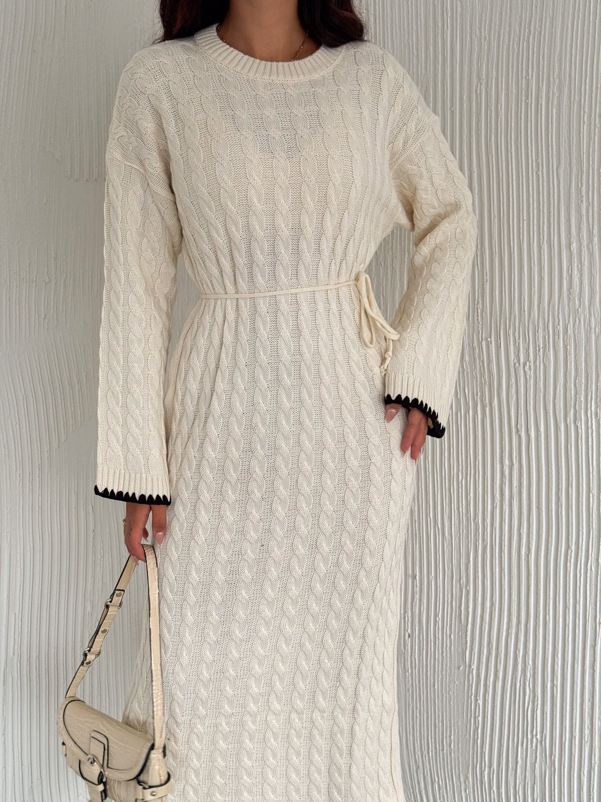 Maxi Cable-Knit Modest Dress