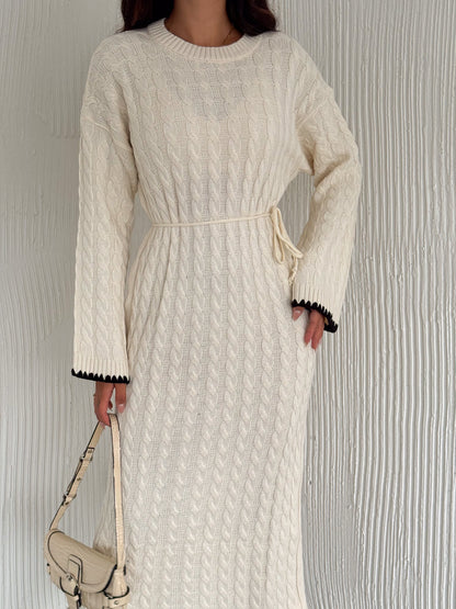 Maxi Cable-Knit Modest Dress