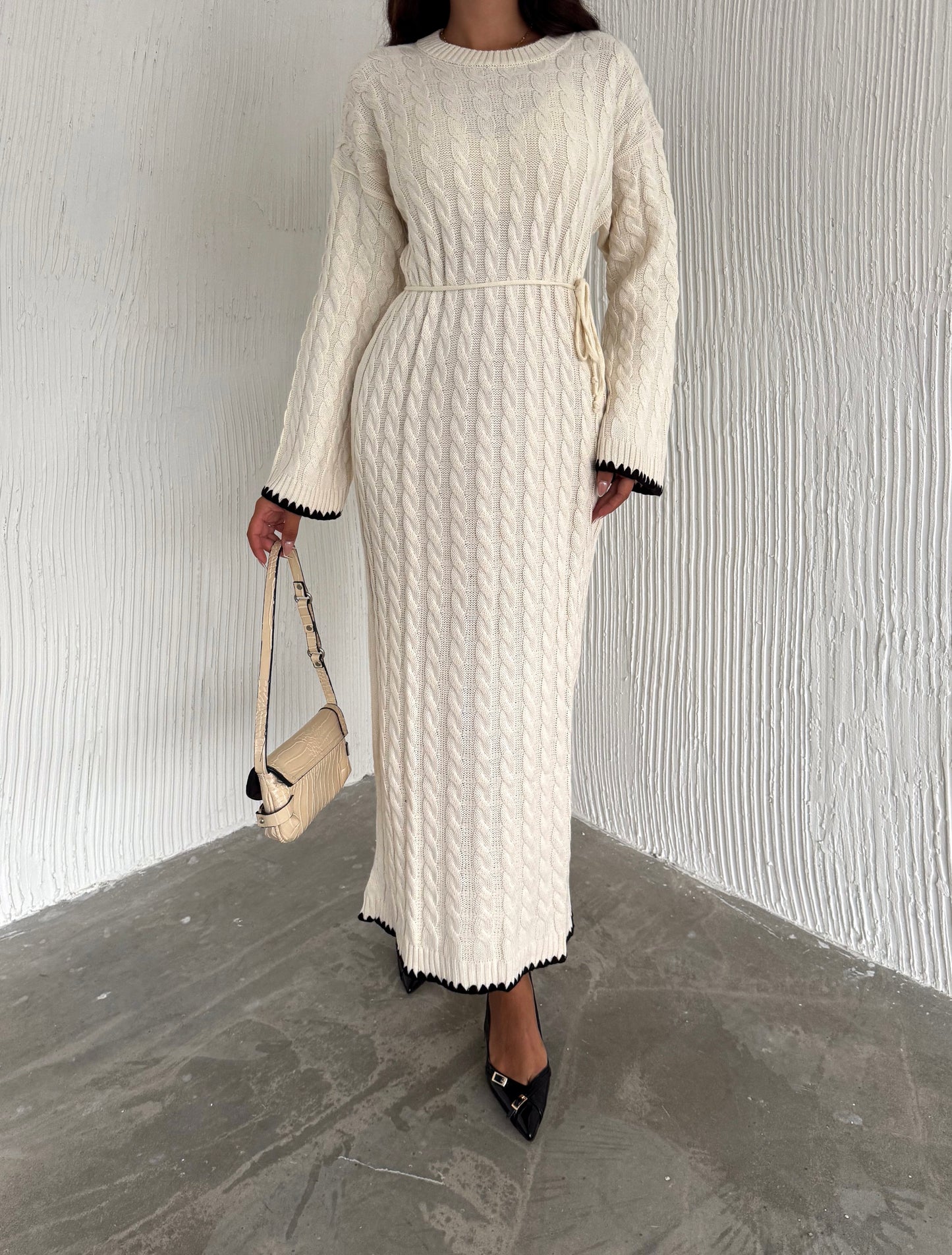 Maxi Cable-Knit Modest Dress