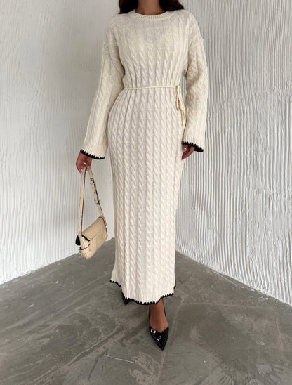 Maxi Cable-Knit Modest Dress