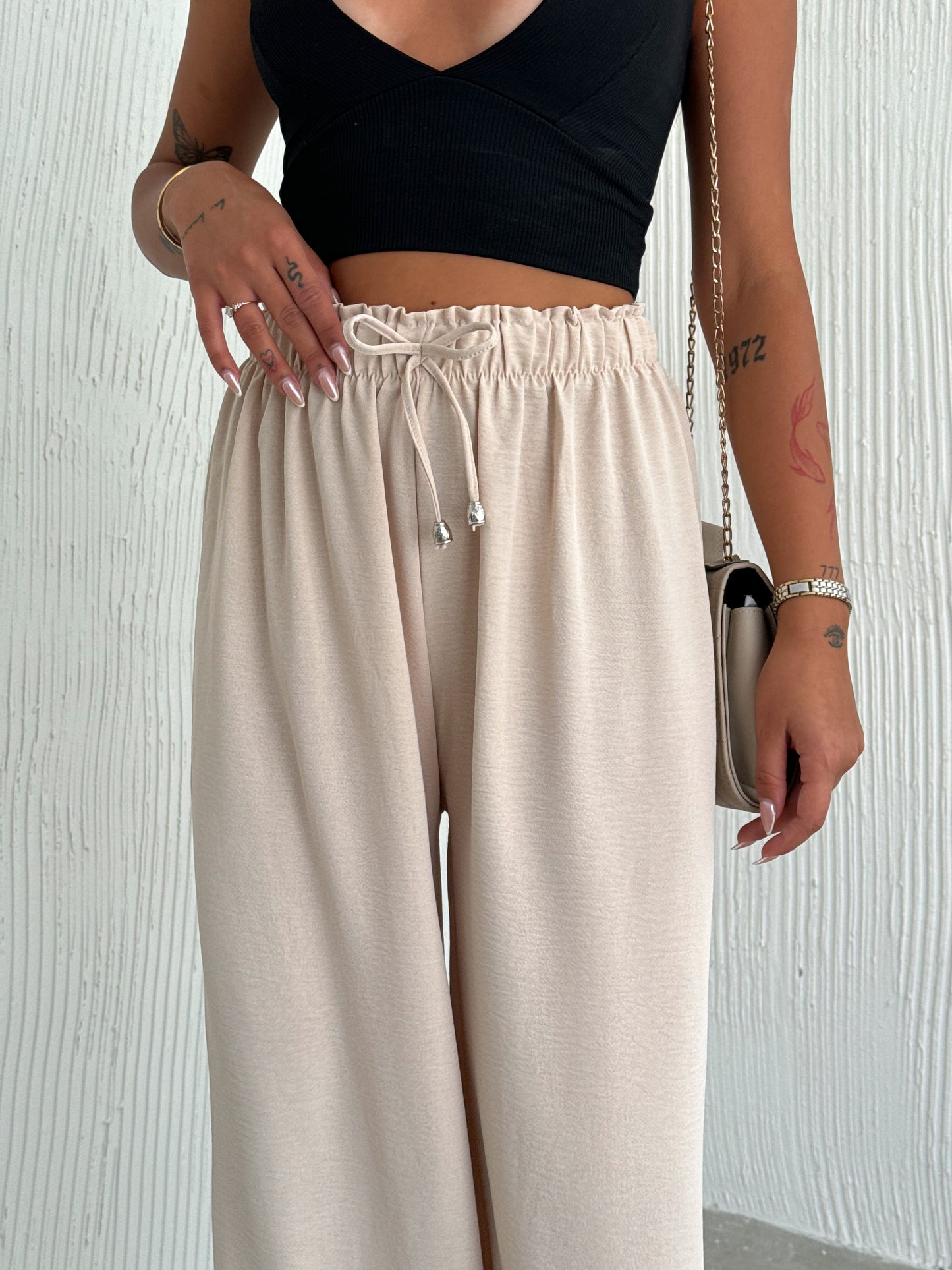 Solid Color Palazzo Pant Aerobin