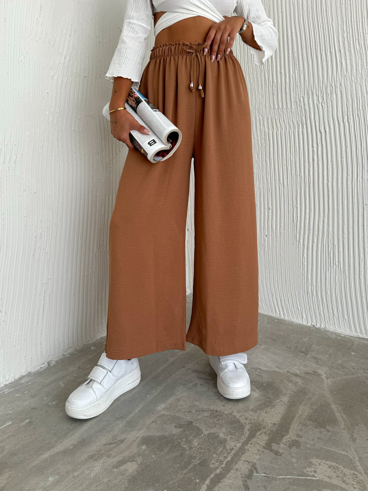 Solid Color Palazzo Pant Aerobin