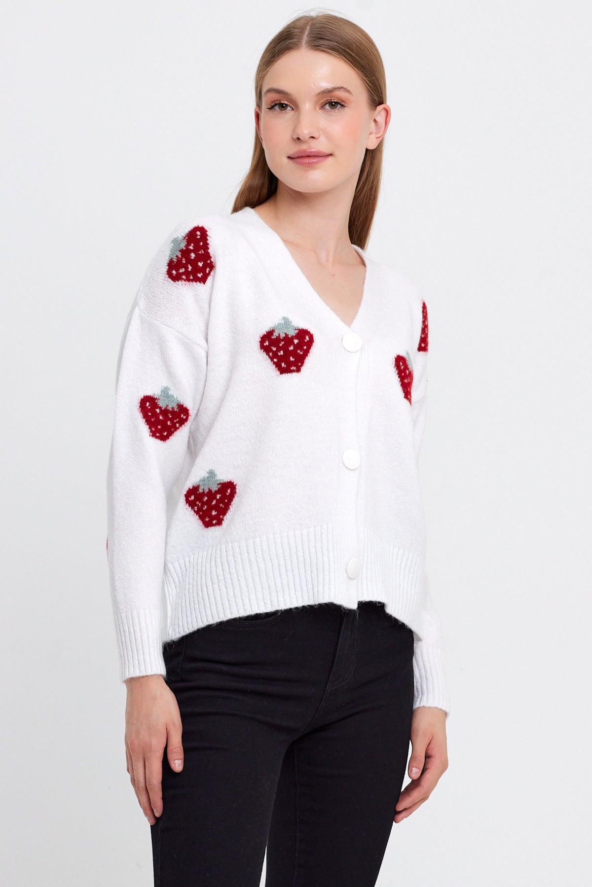 Strawberry Knit Cardigan Cropped - Cute Collection