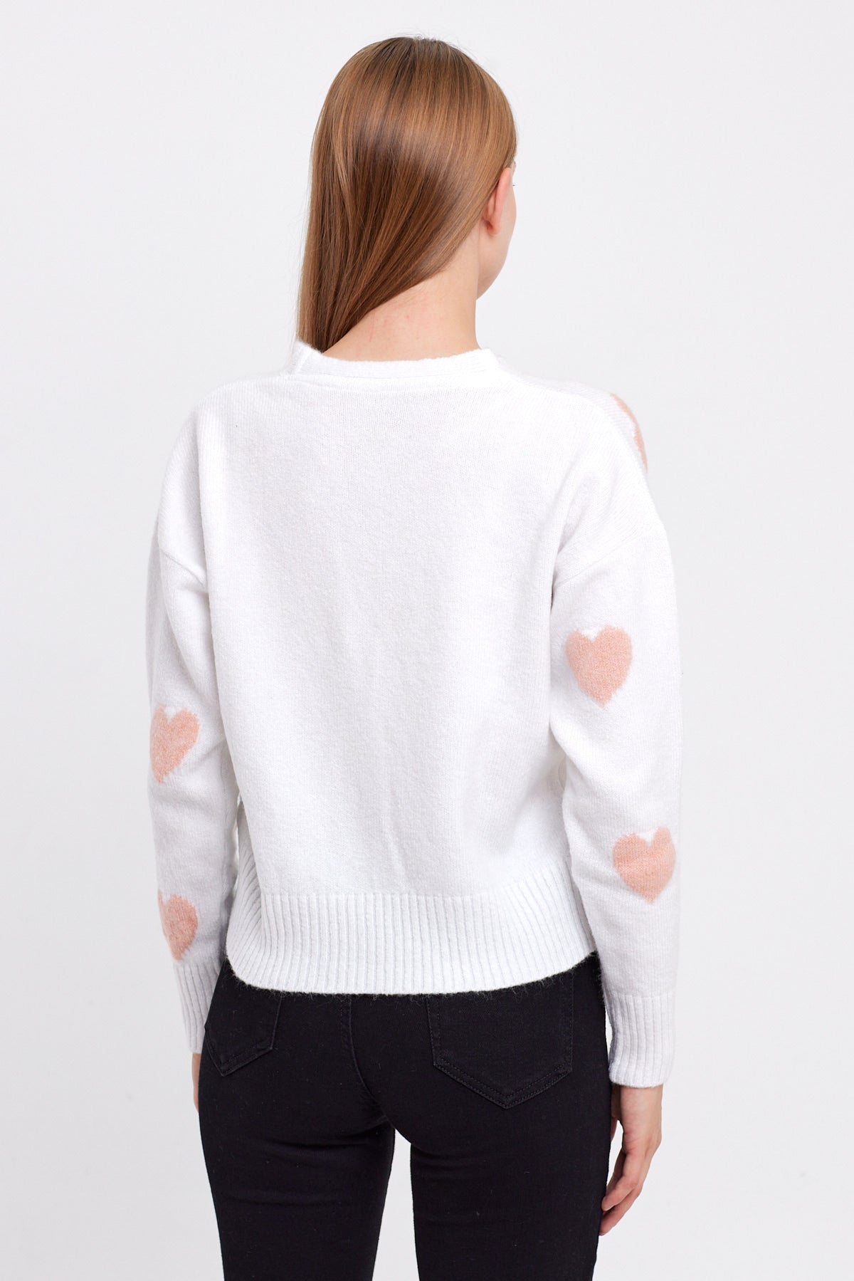 Heart Knit Cardigan Cropped - One Size (Fits S-M-L)