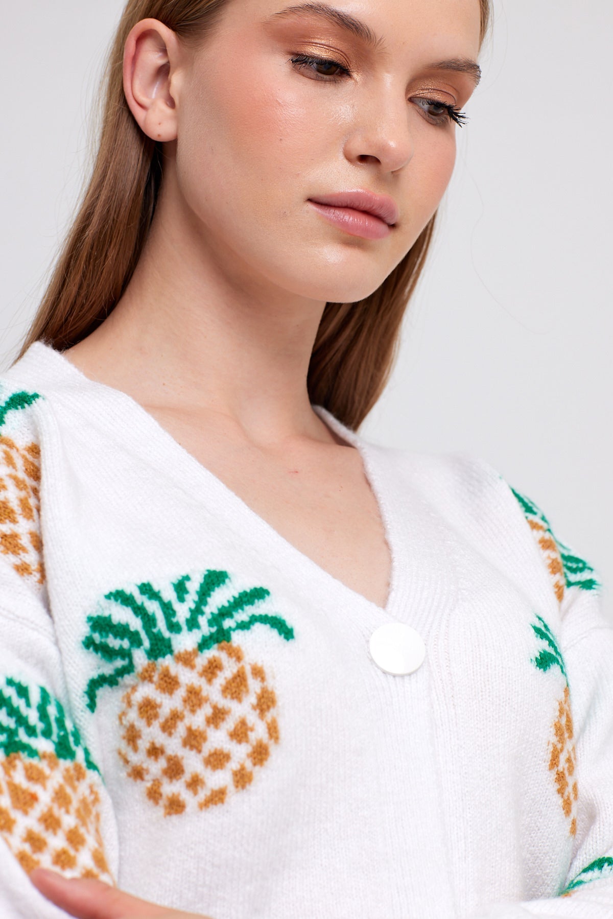 Pineapple Knit Cardigan Cropped - Cute Collection